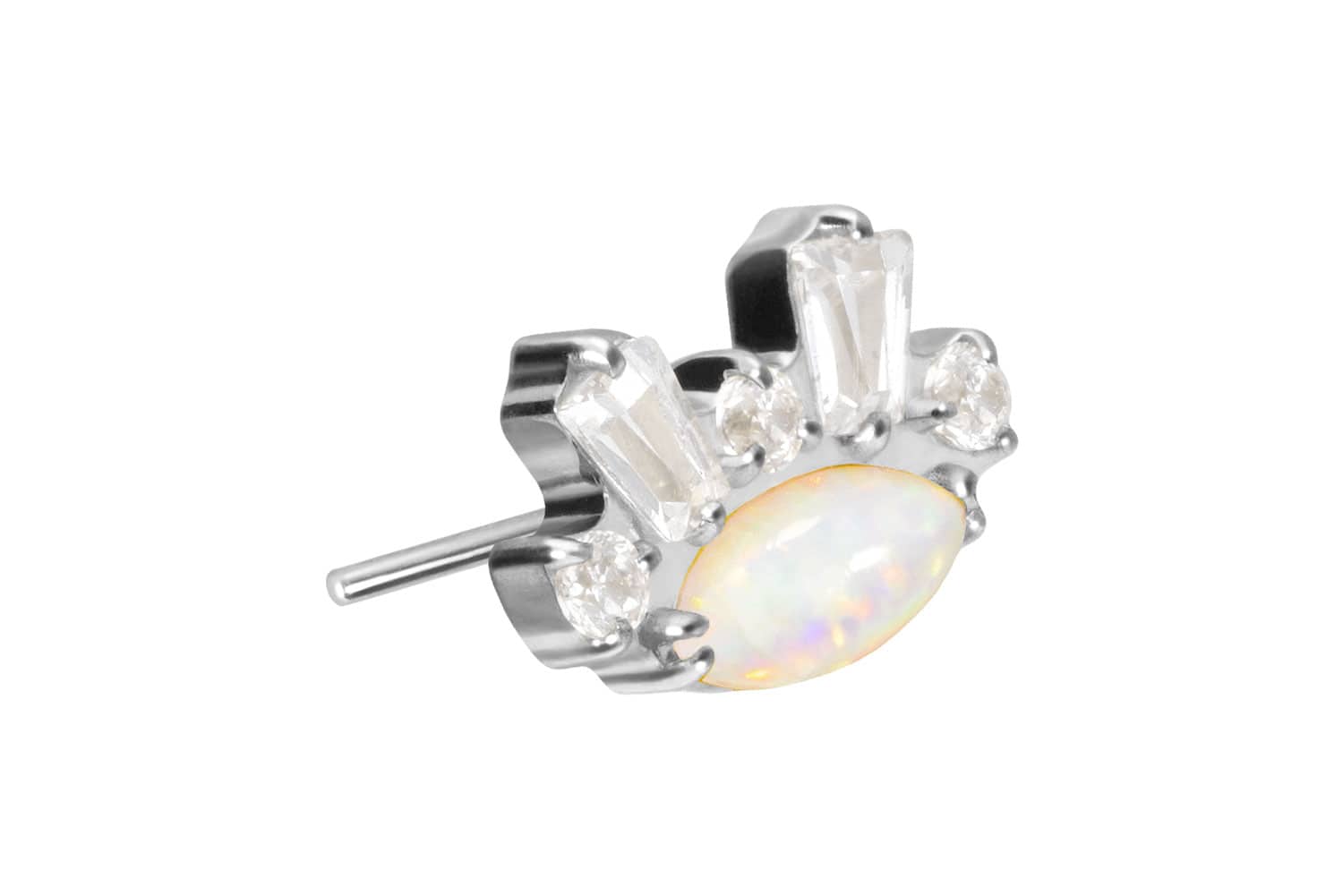 Titan Aufsatz mit Push Pin SYNTHETISCHER OPAL + KRISTALLE von Piercingline
